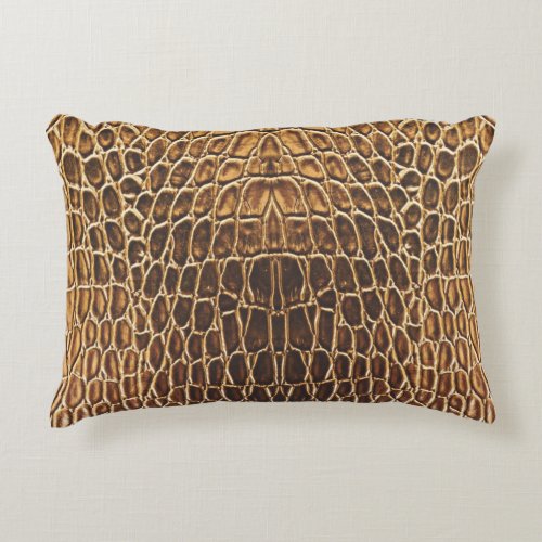 Light Brown Alligator Skin Print Accent Pillow