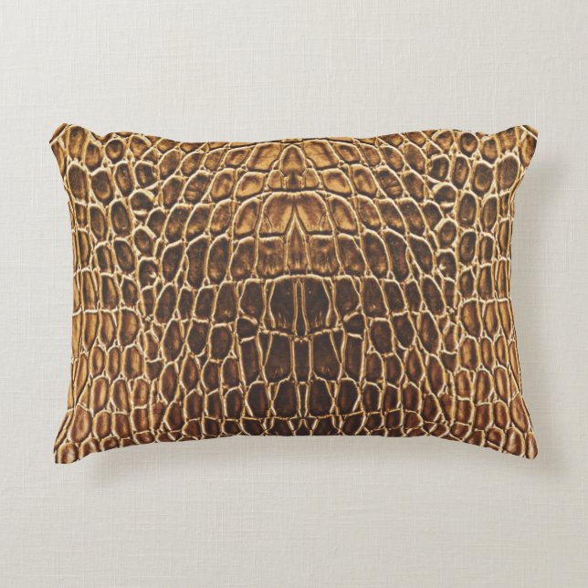 Light Brown Alligator Skin Print Accent Pillow (Front)
