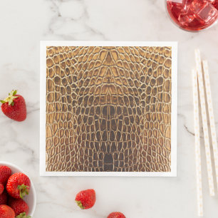 Light Brown Alligator Skin Print Paper Dinner Napkins