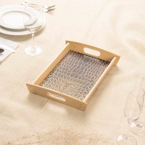 Light Brown Alligator Skin Print Serving Tray