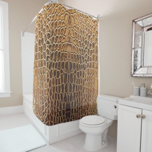 Light Brown Alligator Skin Print Shower Curtain