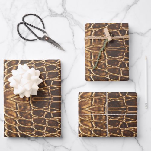 Light Brown Alligator Skin Print Wrapping Paper Sheets