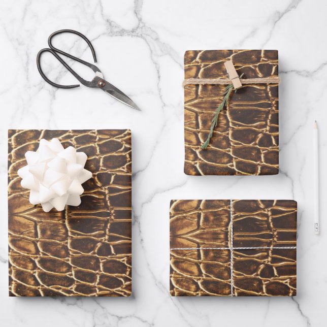 Light Brown Alligator Skin Print Wrapping Paper Sheets (Front)