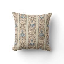 Light brown and cream with blue flowers stripe