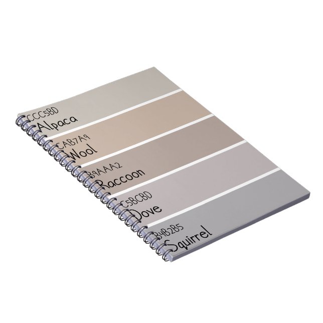 Light Brown and Grey Animals Paint Chip Notebook (Right Side)