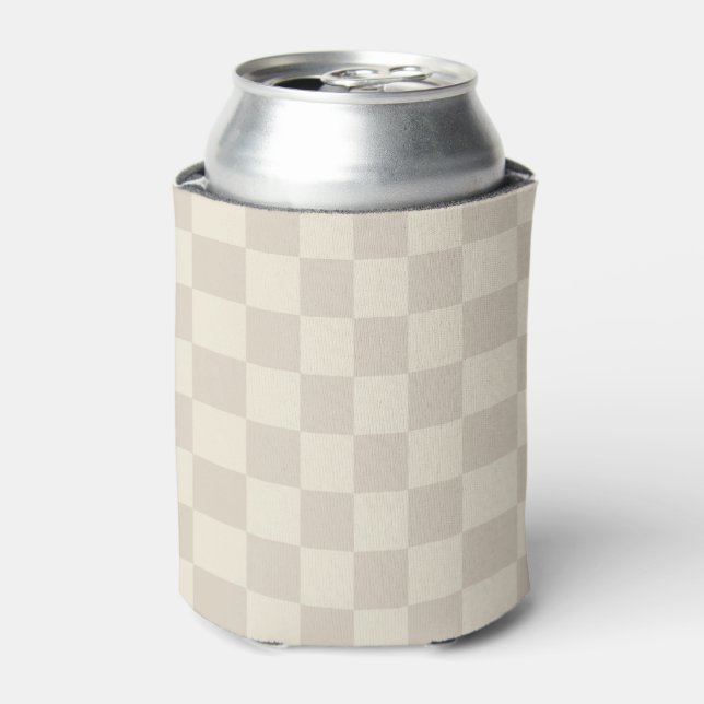 Light Brown and Off White Checkerboard Can Cooler (Can Front)