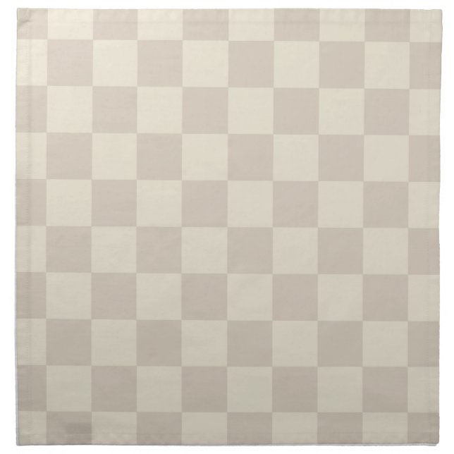 Light Brown and Off White Checkerboard Cloth Napkin (Front)
