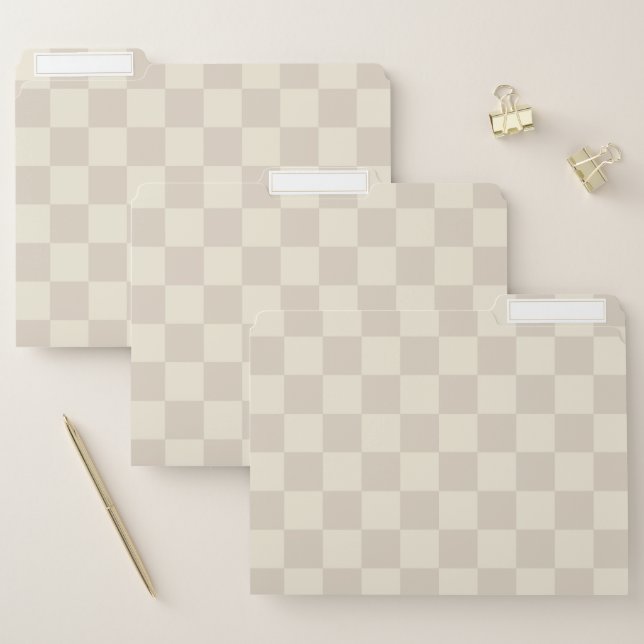 Light Brown and Off White Checkerboard File Folder (Set)