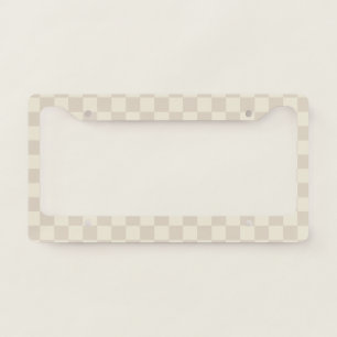 Light Brown and Off White Checkerboard License Plate Frame