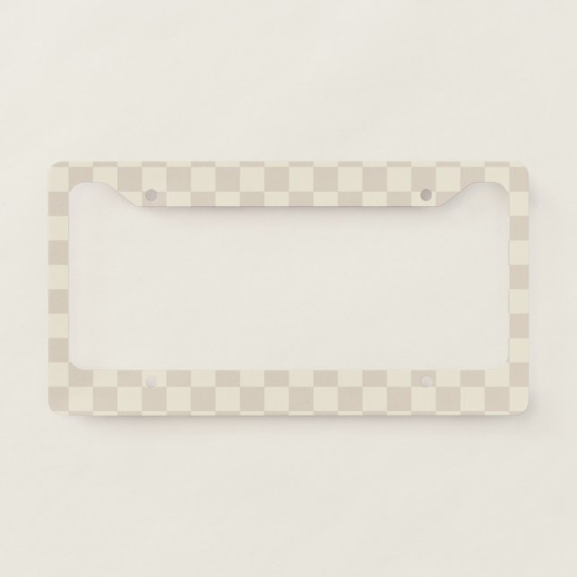 Light Brown and Off White Checkerboard License Plate Frame (Front)