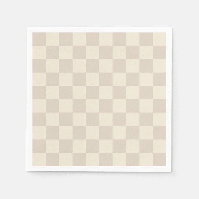 Light Brown and Off White Checkerboard Napkins (Front)
