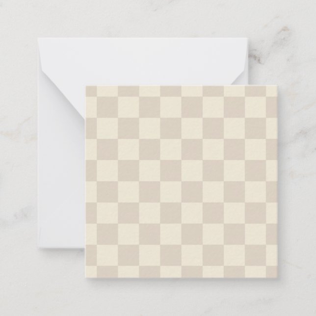 Light Brown and Off White Checkerboard Note Card (Front)