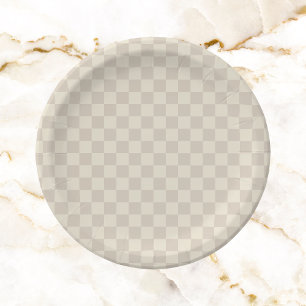 Light Brown and Off White Checkerboard Paper Plates