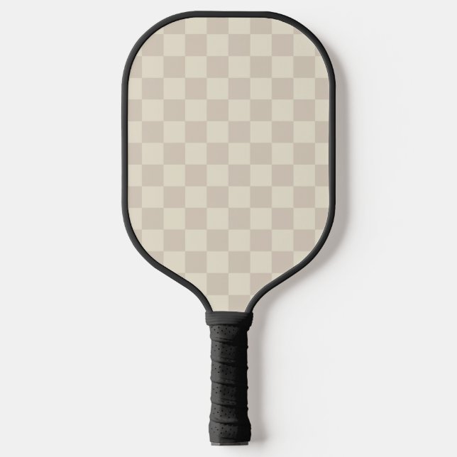 Light Brown and Off White Checkerboard Pickleball Paddle (Front)