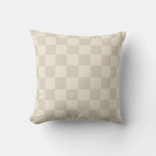 Light Brown and Off White Checkerboard Throw Pillow