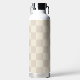 Light Brown and Off White Checkerboard Water Bottle