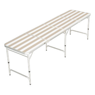 Light Brown and White Stripes Beer Pong Table