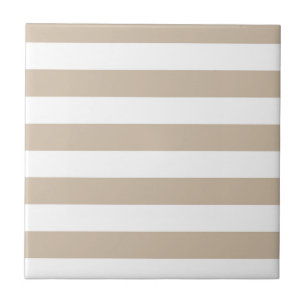 Light Brown and White Stripes Ceramic Tile