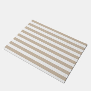 Light Brown and White Stripes Doormat