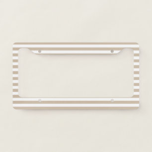 Light Brown and White Stripes License Plate Frame