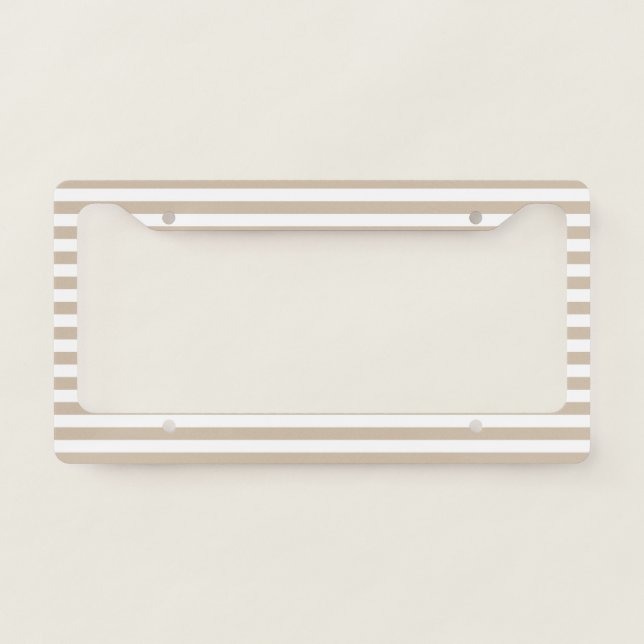 Light Brown and White Stripes License Plate Frame (Front)