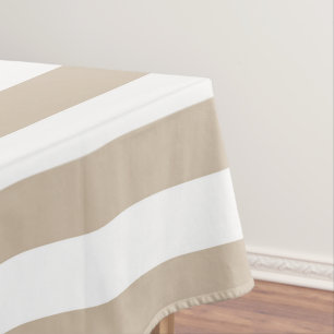 Light Brown and White Stripes Tablecloth