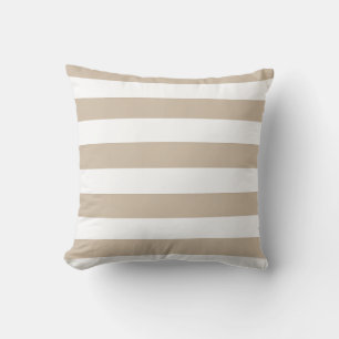 Light Brown and White Stripes Throw Pillow