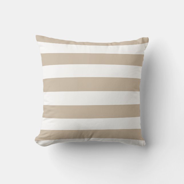 Light Brown and White Stripes Throw Pillow (Front)