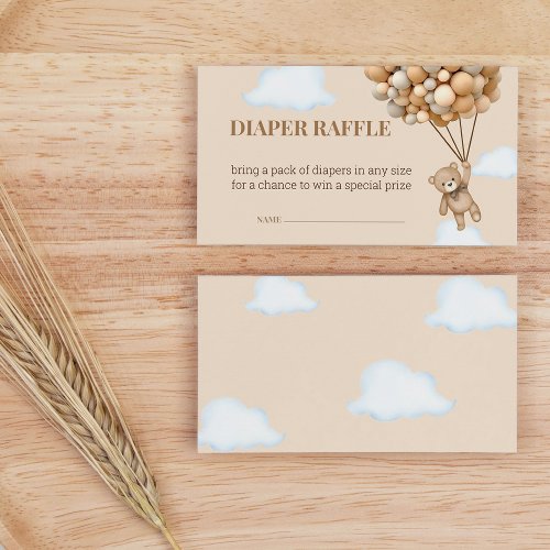 Light Brown Bearly Wait Baby Shower Diaper Raffle Enclosure Card