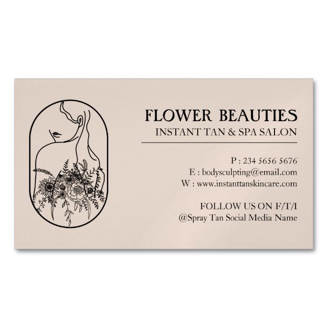 Light Brown Beauty Hair Feminine Woman Tan Business Card Magnet (Front)