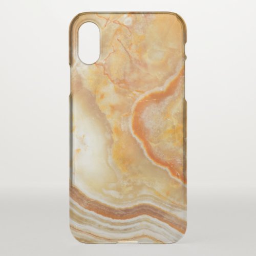 Light Brown  Beige Faux Marble Print iPhone X Case