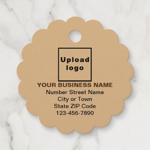 Light Brown Business Brand on Scalloped Round Foil Favor Tags