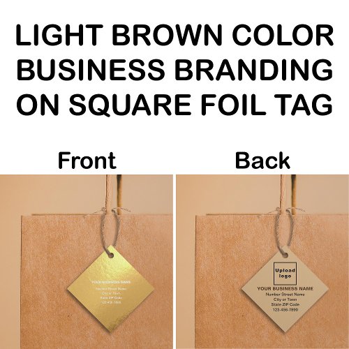 Light Brown Business Brand on Square Foil Tag
