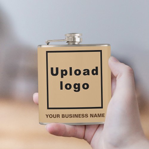 Light Brown Business Brand on Vinyl Wrapped Flask