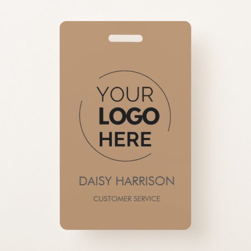Light Brown Business ID  Modern Custom Employee Badge