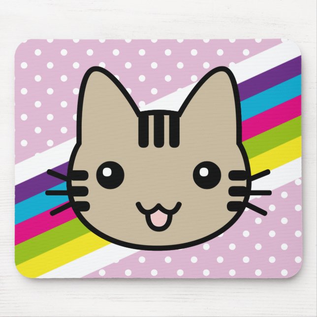 light brown  cat polka dots mouse pad (Front)
