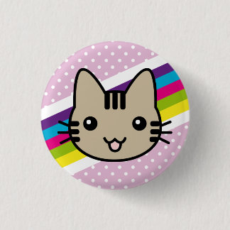 light brown cat polka dots pinback button