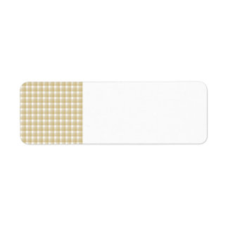 Light brown check pattern. Beige gingham. Label