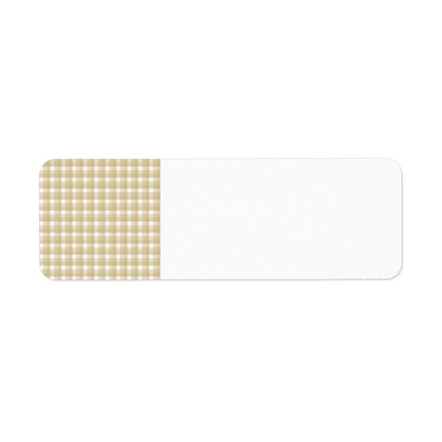Light brown check pattern. Beige gingham. Label (Front)