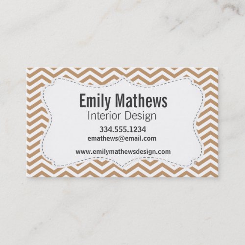 Light Brown Chevron Stripes Business Card Template