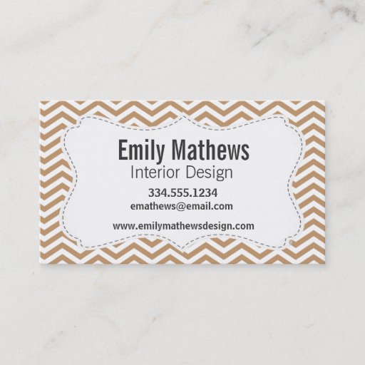 Customizable Light Brown Chevron Stripes Business Card Template