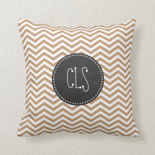 Light Brown Chevron Stripes; Chalkboard Throw Pillow