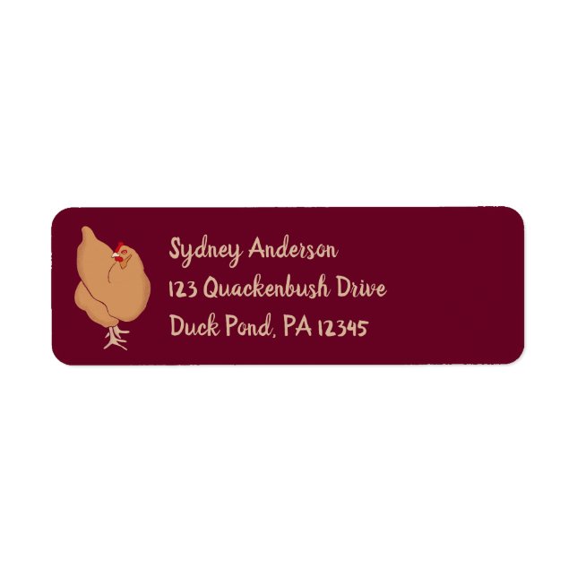 Light Brown Chicken Maroon Return Address Label (Front)