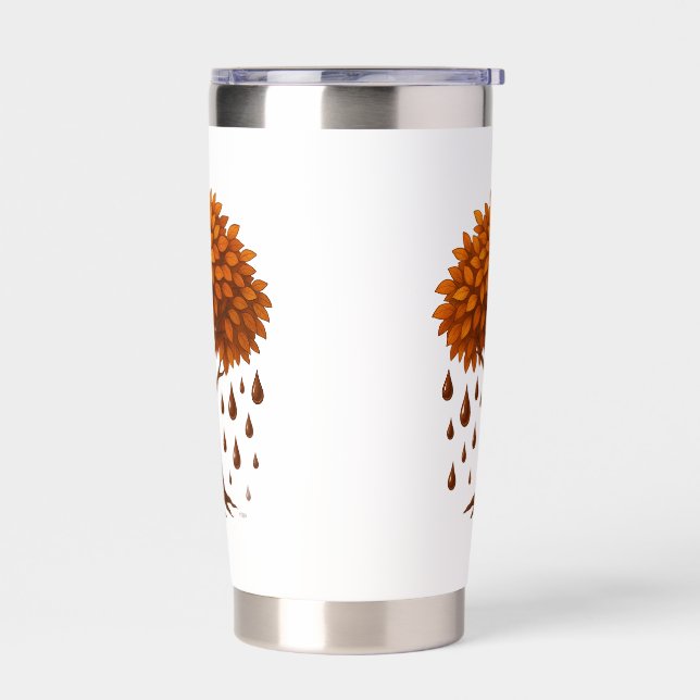 Light Brown Coffee Tree Mug – Minimal Nature Coffe Insulated Tumbler (Left)