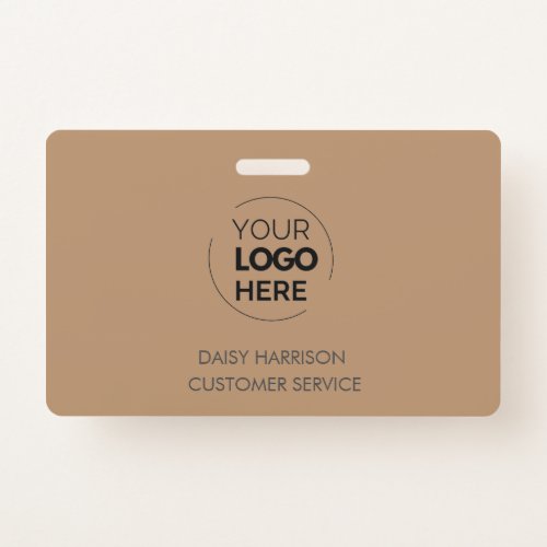 Light Brown Company Logo ID Modern Custom Employee Badge