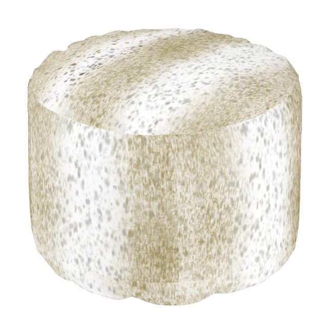 Light Brown Cow Hide  Pouf (Angled Front)