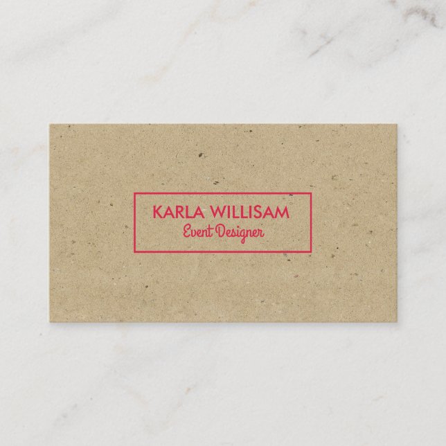 Light Brown Craft Paper Crimson Red Accent Business Card (Front)
