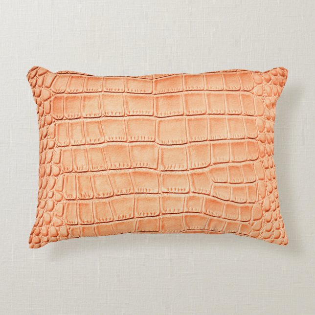 Light brown crocodile leather texture accent pillow (Front)
