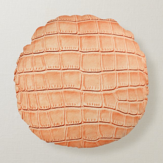 Light brown crocodile leather texture round pillow (Front)
