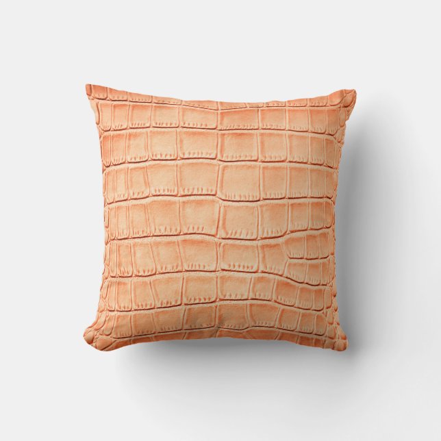 Light brown crocodile leather texture throw pillow (Front)